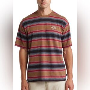 EUC Vans Mirada Multistripe Short Sleeve T-Shirt in Black Tan Red Men’s Size L